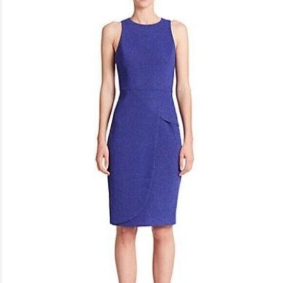 NWT BADGLEY MISCHKA Peplum-detail Dress In Electric Blue Size 12 - Picture 1 of 12
